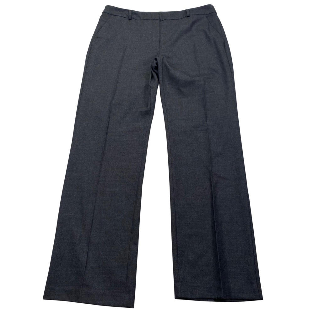 Eileen Fisher Wide Leg Trousers Womens 12 Gray Wool Blend Stretch F1SFT-4